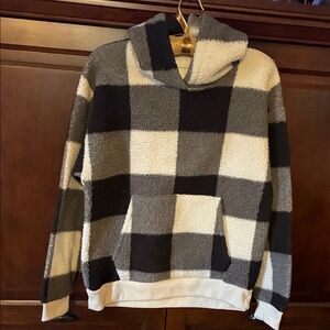 American Eagle Outfitters Black and White Checkered Cowl Neck Sweater